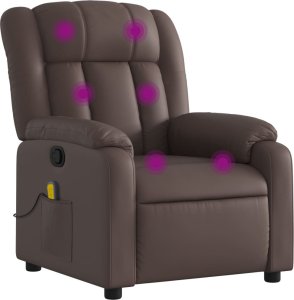 vidaXL vidaXL Rozkładany fotel masujący, brązowy, obity sztuczną skórą 2