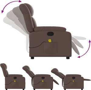 vidaXL vidaXL Rozkładany fotel masujący, brązowy, obity sztuczną skórą 5