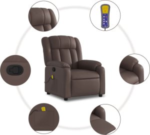 vidaXL vidaXL Rozkładany fotel masujący, brązowy, obity sztuczną skórą 6