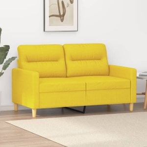 vidaXL Sofa 2-osobowa, jasnożółta, 120 cm, tapicerowana tkaniną 1