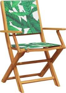 vidaXL vidaXL Krzesła ogrodowe, 2 szt., wzór liści, drewno akacjowe i tkanina 4