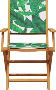 vidaXL vidaXL Krzesła ogrodowe, 2 szt., wzór liści, drewno akacjowe i tkanina 5