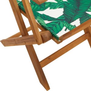 vidaXL vidaXL Krzesła ogrodowe, 2 szt., wzór liści, drewno akacjowe i tkanina 10