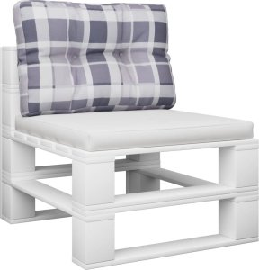 vidaXL Poduszka na paletę, szara krata, 60x40x12 cm, tkanina 3