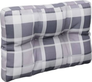 vidaXL Poduszka na paletę, szara krata, 60x40x12 cm, tkanina 4