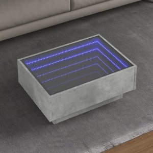 vidaXL Stolik kawowy z LED, szarość betonu, 70x50x30 cm 1