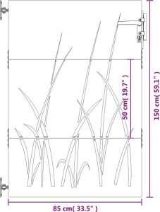 vidaXL vidaXL Furtka ogrodowa, 85x150 cm, stal kortenowska, motyw trawy 10