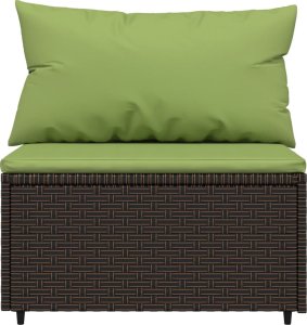 vidaXL vidaXL Środkowy moduł sofy z poduszkami, brązowy, polirattan 3