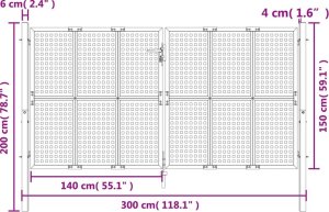 vidaXL vidaXL Brama ogrodowa, antracytowa, 300x200 cm, stal 6
