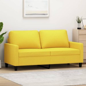 vidaXL vidaXL Sofa 2-osobowa, jasnożółta, 140 cm, tapicerowana tkaniną 1