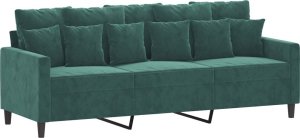vidaXL vidaXL Sofa 3-osobowa, ciemnozielony, 180 cm, obita aksamitem 2