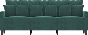 vidaXL vidaXL Sofa 3-osobowa, ciemnozielony, 180 cm, obita aksamitem 3