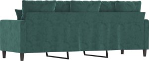 vidaXL vidaXL Sofa 3-osobowa, ciemnozielony, 180 cm, obita aksamitem 5