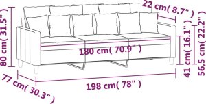 vidaXL vidaXL Sofa 3-osobowa, ciemnozielony, 180 cm, obita aksamitem 8
