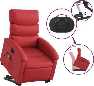 vidaXL Podnoszony fotel masujący, rozkładany, czerwony 5