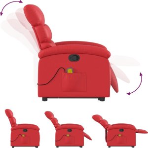 vidaXL Podnoszony fotel masujący, rozkładany, czerwony 6