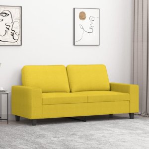 vidaXL vidaXL Sofa 2-osobowa, jasnożółta, 140 cm, tapicerowana tkaniną 1