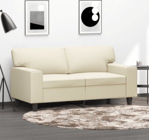 vidaXL vidaXL 2-osobowa sofa, kremowy, 120 cm, sztuczna skóra 1