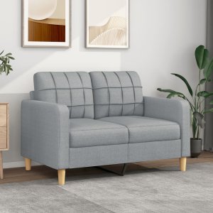 vidaXL Sofa 2-osobowa, jasnoszara, 120 cm, tapicerowana tkaniną 1