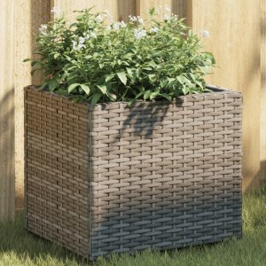 vidaXL vidaXL Donica ogrodowa, szara, 36x30x32 cm, rattan PE 1