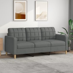 vidaXL Sofa 3-osobowa, ciemnoszara, 180 cm, tapicerowana tkaniną 1