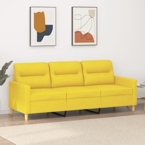 vidaXL Sofa 3-osobowa, jasnożółta, 180 cm, tapicerowana tkaniną 1