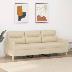 vidaXL 3-osobowa sofa, kremowa, 180 cm, tapicerowana tkaniną 1