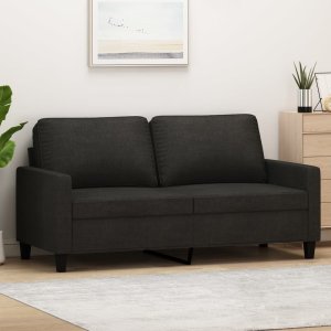 vidaXL Sofa 2-osobowa, czarna, 140 cm, tapicerowana tkaniną 1