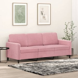 vidaXL vidaXL Sofa 3-osobowa, różowa, 180 cm, obita aksamitem 1