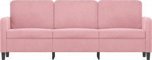 vidaXL vidaXL Sofa 3-osobowa, różowa, 180 cm, obita aksamitem 3