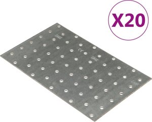 vidaXL vidaXL Płytki perforowane, 20 szt., 2 mm, 200x120 mm, stal ocynkowana 1