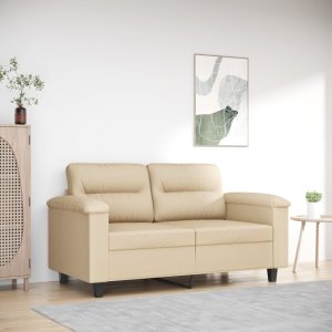 vidaXL vidaXL 2-osobowa sofa, kremowa, 120 cm, tapicerowana mikrofibrą 1