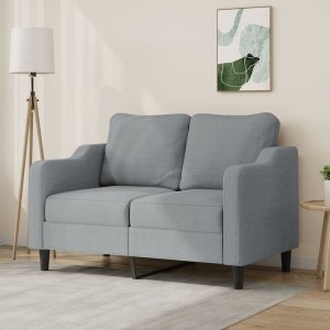 vidaXL Sofa 2-osobowa, jasnoszara, 120 cm, tapicerowana tkaniną 1