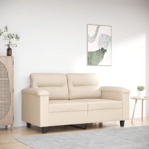 vidaXL Sofa 2-osobowa, beżowy, 120 cm, obity mikrofibrą 1