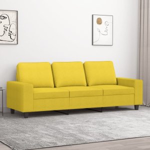 vidaXL Sofa 3-osobowa, jasnożółta, 180 cm, tapicerowana tkaniną 1