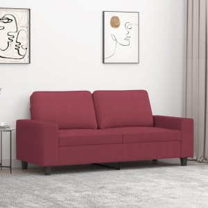 vidaXL Sofa 2-osobowa, winna czerwień, 140 cm, tapicerowana tkaniną 1