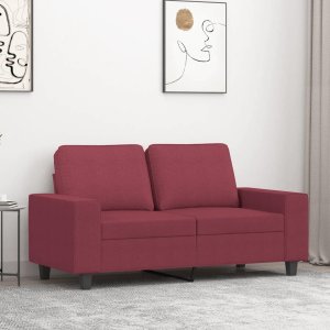 vidaXL Sofa 2-osobowa, winna czerwień, 120 cm, tapicerowana tkaniną 1