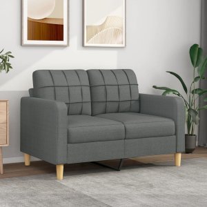 vidaXL Sofa 2-osobowa, ciemnoszara, 120 cm, tapicerowana tkaniną 1