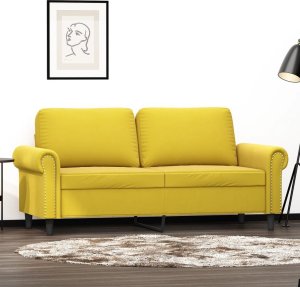 vidaXL Sofa 2-osobowa, żółta, 140 cm, tapicerowana aksamitem 1