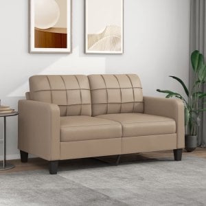 vidaXL 2-osobowa sofa, kolor cappuccino, 140 cm, sztuczna skóra 1