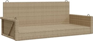 vidaXL vidaXL Ławka bujana, beżowa, 119x56x48 cm, polirattan 2