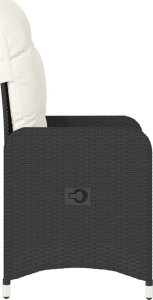 vidaXL vidaXL Rozkładany fotel ogrodowy z poduszkami, czarny polirattan 5