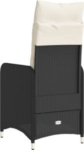 vidaXL vidaXL Rozkładany fotel ogrodowy z poduszkami, czarny polirattan 6