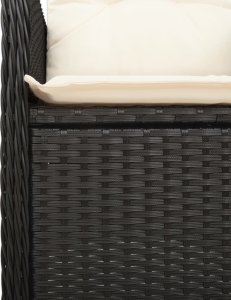 vidaXL vidaXL Rozkładany fotel ogrodowy z poduszkami, czarny polirattan 8