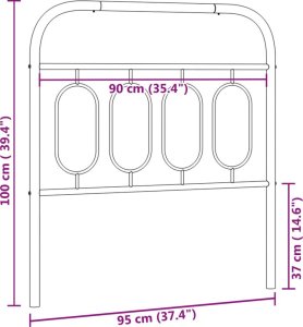 vidaXL vidaXL Metalowe wezgłowie, czarne, 90 cm 6