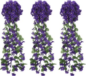 Dekoracja świąteczna vidaXL vidaXL Świąteczne girlandy kwiatowe, 3 szt., ciemny fiolet, 85 cm 1