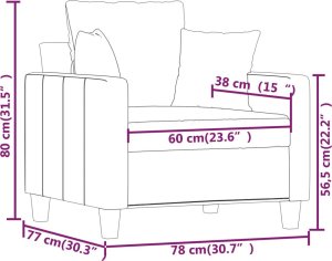 vidaXL vidaXL Fotel, taupe, 60 cm, obity tkaniną 7