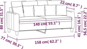 vidaXL vidaXL Sofa 2-osobowa, kolor taupe, 140 cm, tapicerowana tkaniną 8