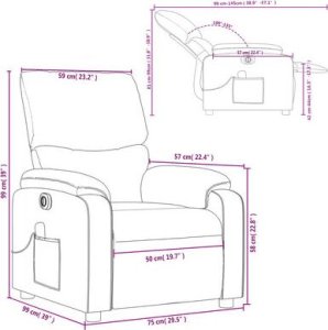 vidaXL vidaXL Rozkładany fotel masujący, elektryczny, ciemny brąz, tkanina 14