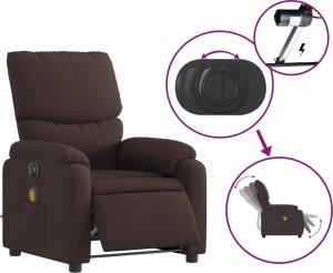vidaXL vidaXL Rozkładany fotel masujący, elektryczny, ciemny brąz, tkanina 6